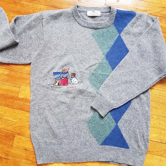 Vintage Pure Wool Dog Sweater Size L Shetland Wool Scotland Sweater - Picture 5 of 10